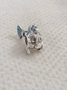 Disney the Little Mermaid Flounder Charm Silver Charm For Pandora Bracelet